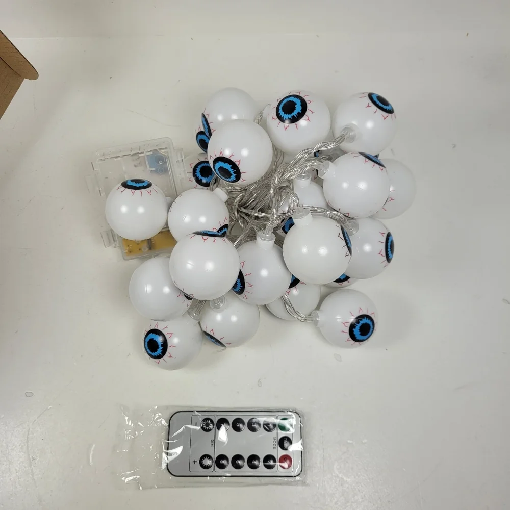 Spooky Eyeball String Lights - White and Blue